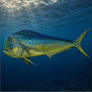 Mahi-mahi in open blue water