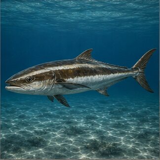 Cobia cruising in clear water